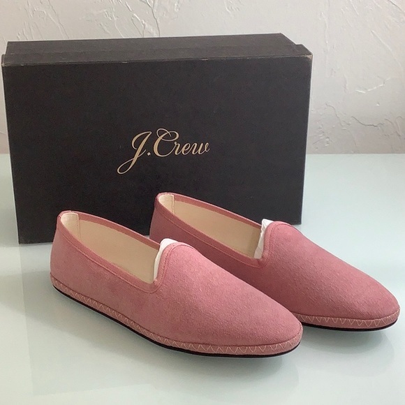 J Crew Canvas Slipper weathered Rose slip on flat loafers size 6.5 NWT